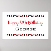 Las Vegas Style Casino Card Suits Birthday Poster (Voorkant)
