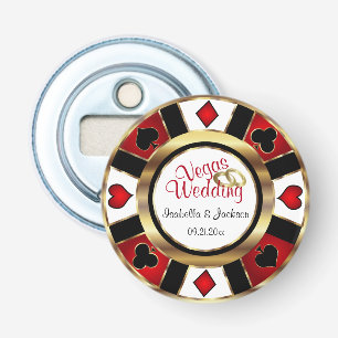 Las Vegas Styled Wedding - Gold, White en Red Button Flesopener