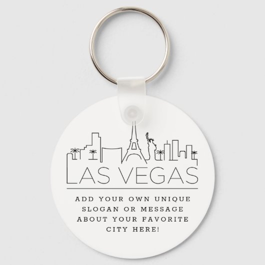 Las Vegas Stylized Skyline | Aangepaste slogan Sleutelhanger (Voorkant)
