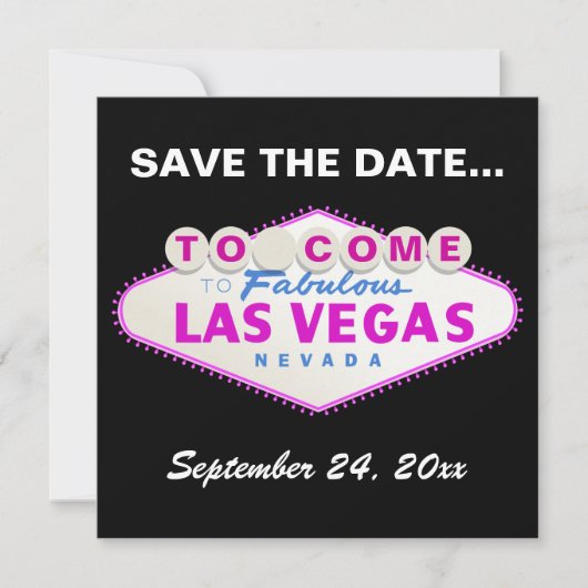 Las Vegas teken bestemming bruiloft Save the Date (Voorkant)
