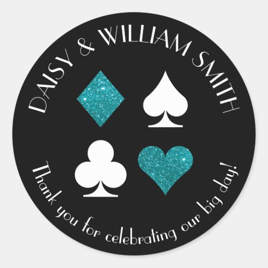 Las Vegas Thema Aangepaste Tekst Sticker Turquoise (Voorkant)