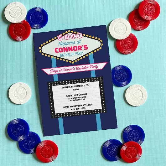 Las Vegas thema Bachelor Party Custom Kaart