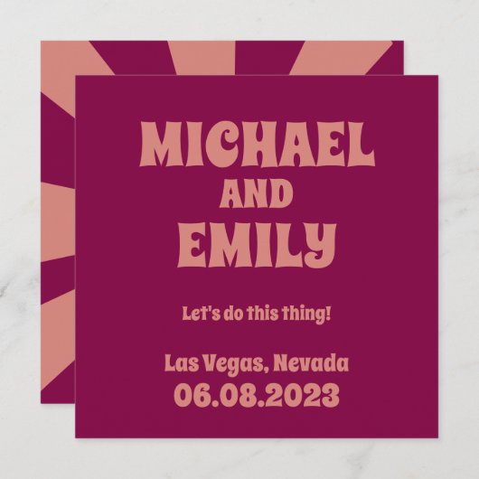 Las Vegas Thleed Wedding Save the Date Invitation Kaart (Voorkant / Achterkant)