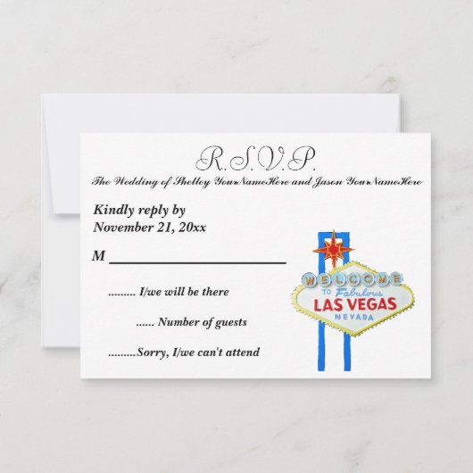 Las Vegas Tour Eiffel Paris Thème RSVP (Dos)