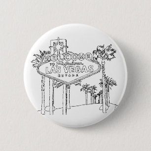 Las Vegas Vacation Drawing Vacation Art Traveling Ronde Button 5,7 Cm