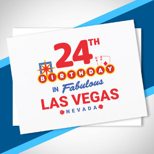 Las Vegas Verjaardagsfeest - 24e Verjaardag In Veg Briefkaart