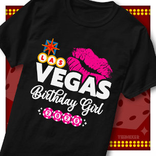 Las Vegas Verjaardagsmeisje 2026 Roze Lippen Kus S T-shirt
