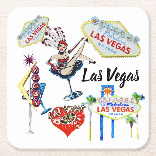 Las Vegas Vierkante Kartonnen Onderzetter (Voorkant)