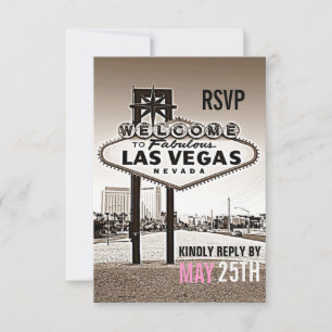 Las Vegas Vintage Sepia Moderne Trouw RSVP Kaartje