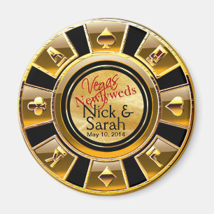 Las Vegas VIP Gold Black Sand Casino Chip Favor Magneet