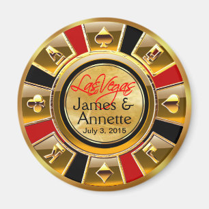 Las Vegas VIP Rood Goud Zwart Casino Chip Favor Magneet