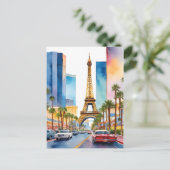 Las Vegas waterverf kunst Briefkaart (Staand voorkant)
