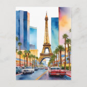 Las Vegas waterverf kunst Briefkaart (Voorkant)