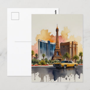Las Vegas waterverf kunst Briefkaart