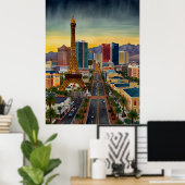 Las Vegas waterverf kunst Poster (Thuiskantoor)