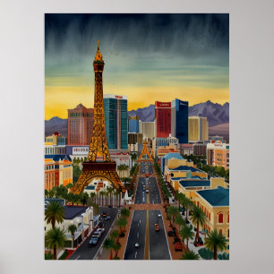 Las Vegas waterverf kunst Poster