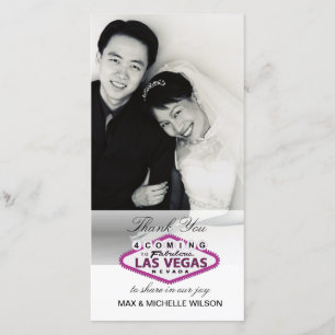 Las Vegas Wedding Bedankt Foto Kaart (Roze)