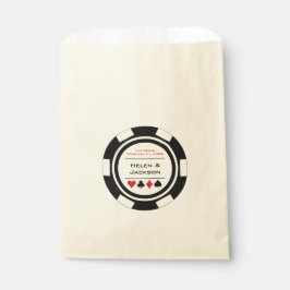 Las Vegas Wedding Black en White Poker Chip Bedankzakje