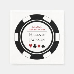 Las Vegas Wedding Black en White Poker Chip Servet