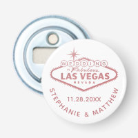 Las Vegas Wedding Date Favor Magnetic Pink