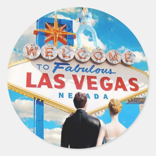 Las Vegas Wedding Invitation Ronde Sticker (Voorkant)
