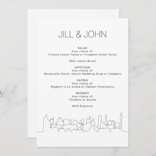 Las Vegas Wedding Menu (Voorkant / Achterkant)