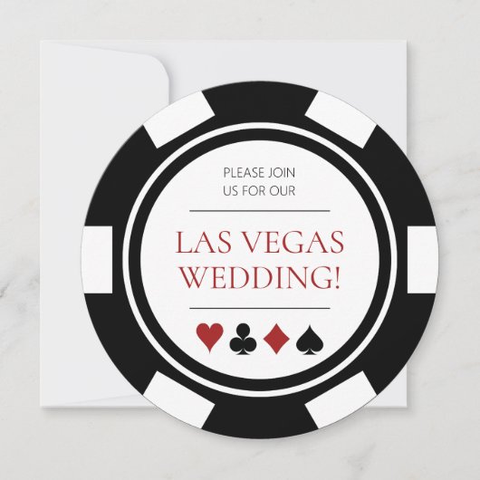 Las Vegas Wedding Poker Chip White Kaart (Voorkant)