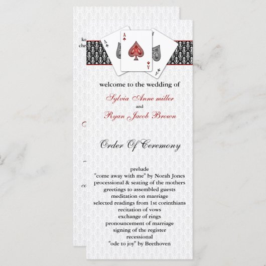 Las Vegas Wedding Program Programma (Voorkant / Achterkant)