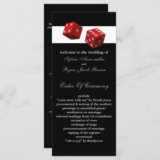 Las Vegas Wedding Program Programma (Voorkant / Achterkant)