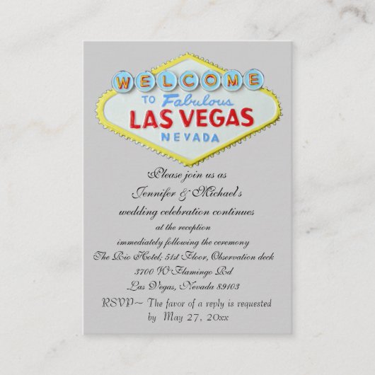 Las Vegas Wedding Reception Invitation Enclosure Informatiekaartje (Voorkant)