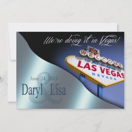 Las Vegas Wedding Reception metallic blue Kaart (Voorkant)