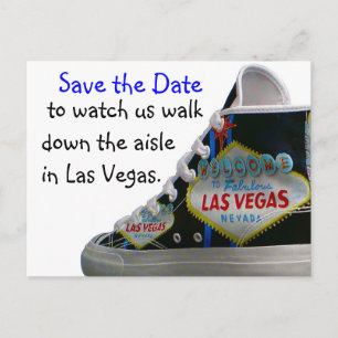 Las Vegas Wedding Save Date: loop door het gangpad Aankondigingskaart