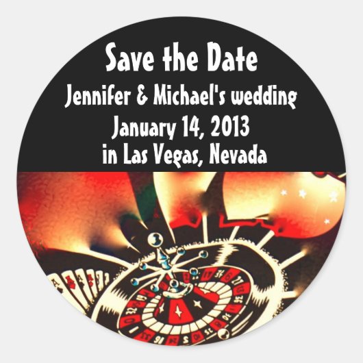 Las Vegas Wedding Save the Date Ronde Sticker (Voorkant)