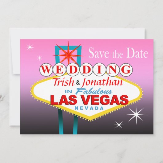 Las Vegas Wedding Save the Date - roze (Voorkant)
