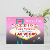 Las Vegas Wedding Save the Date - roze (Staand voorkant)