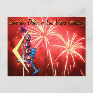 Las Vegas Wedding Sign Vuurwerk Aankondigingskaart