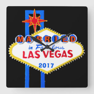 Las Vegas Wedding Souvenir Vierkante Klok