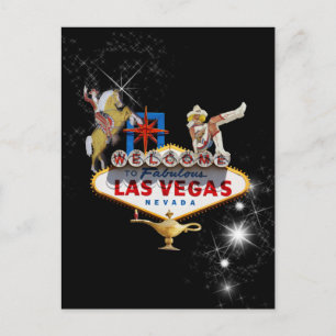 Las Vegas Welkom Bord Tegen Sterrenachtergrond Briefkaart