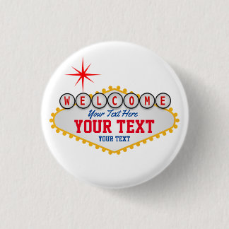Las Vegas Welkom Bord Uw Tekst Ronde Button 3,2 Cm