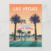 Las Vegas Welkomstbord bij Sunset Vintage Travel Briefkaart