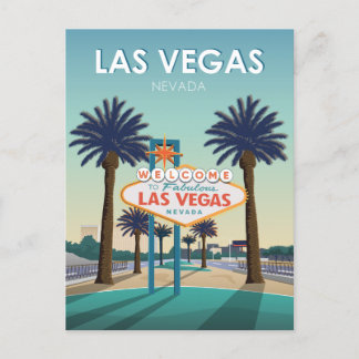 Las Vegas Welkomstbord Vintage Travel Briefkaart