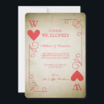 L'As vintage des Coeurs Elopement Faire-part<br><div class="desc">Un faire-part d'élévation qui ressemble à un as vintage de coeurs jouant la carte avec votre initial. Notez que votre initiale se trouve également sur le dos. Parfait pour un elopement Vegas.</div>