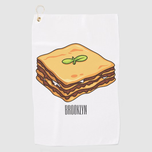 Lasagna cartoon illustratie golfhanddoek (Voorkant)