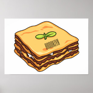 Lasagna cartoon illustratie poster