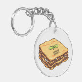 Lasagna cartoon illustratie sleutelhanger (Voorkant Links)
