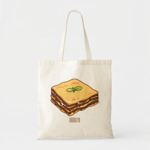 Lasagna cartoon illustratie tote bag