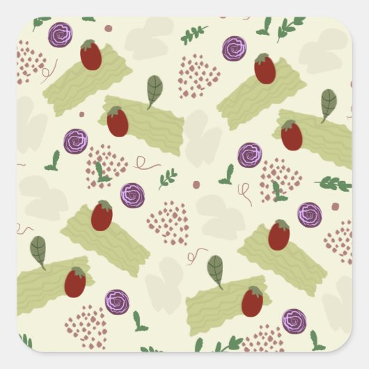 Lasagna Soup Pizza Restaurant Cheese Spaghetti Vierkante Sticker (Voorkant)