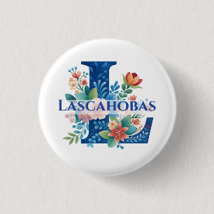 Lascahobas L-knop Rond Wit/B Stijl Nr. 280309 Ronde Button 3,2 Cm
