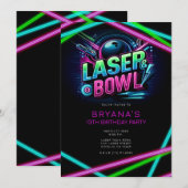 Laser & Bowl Laser Label Bowling Verjaardagsfeest Kaart (Voorkant / Achterkant)