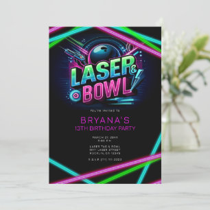 Laser & Bowl Laser Label Bowling Verjaardagsfeest Kaart